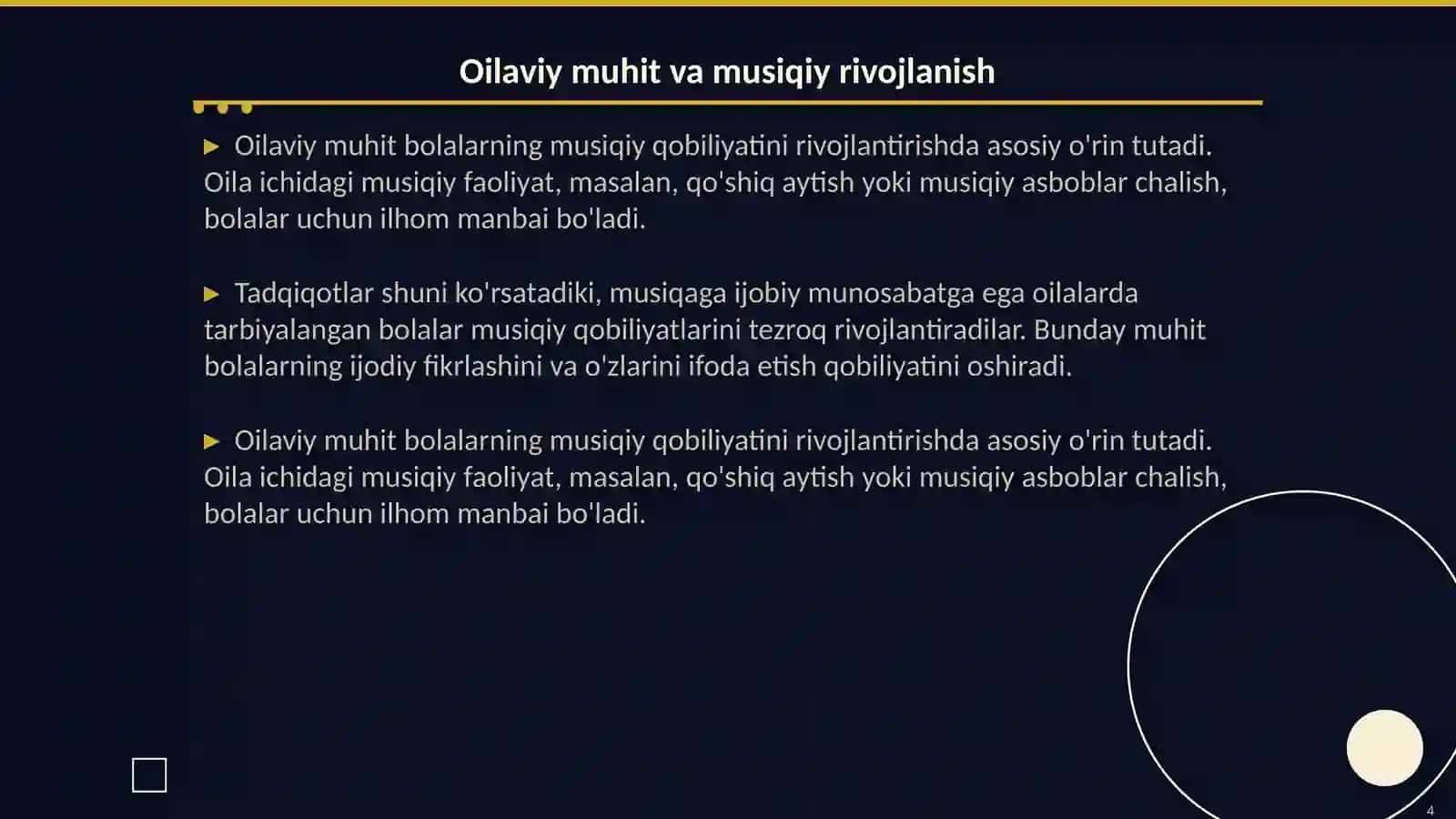 Oilada bolalarni musiqaviy qobiliyatini rivojlantirish 4