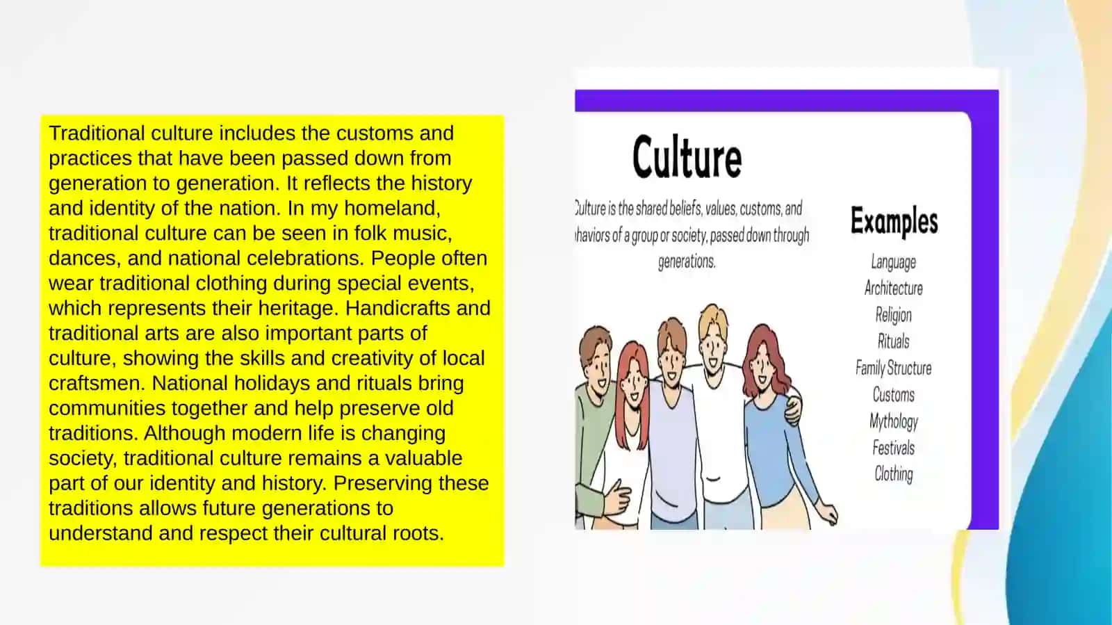Types of Culture in Your Homeland 4