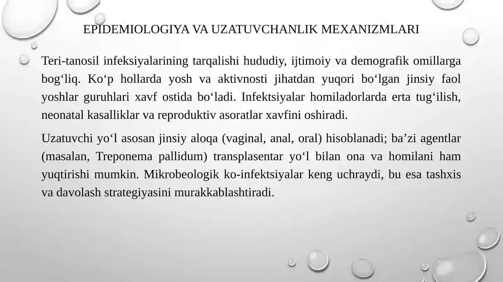 Teri-tanosil infeksiyalari: zaxm, soʻzak, xlamidioz, mikoplazmoz, trixominioz qoʻzgʻatuvchilarining tavsifi va tashxisi 4