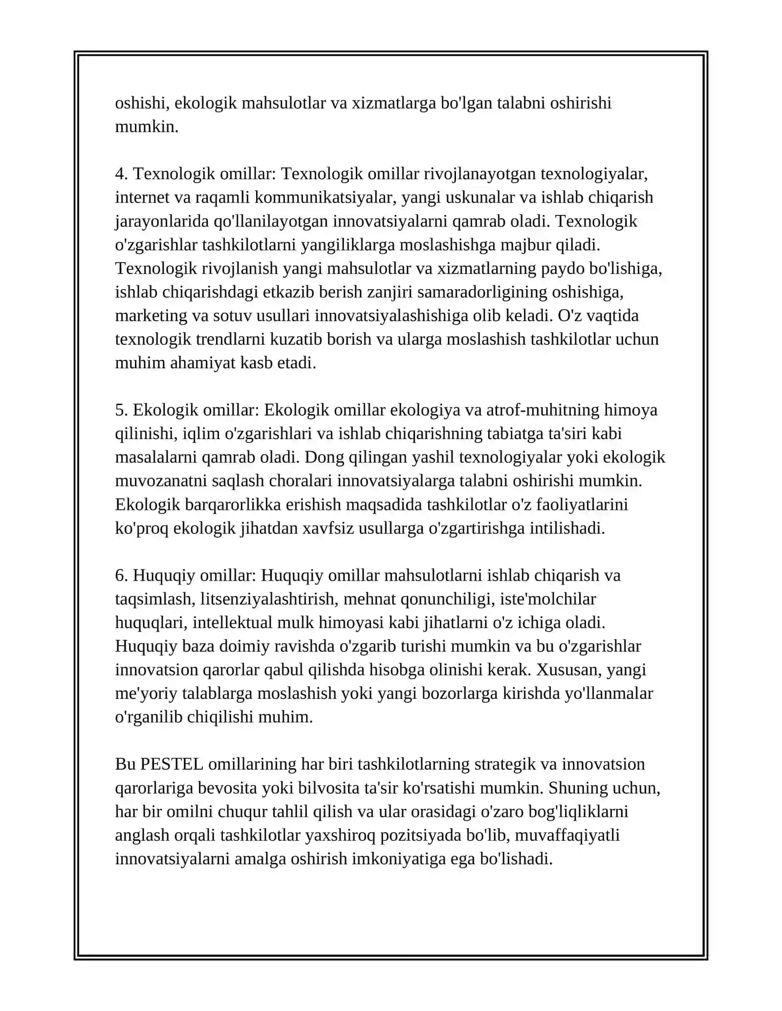INNOVATSION QARORLAR QABUL QILISHDA TASHQI OMILLARNING TIZIMLI TAHLILI 4