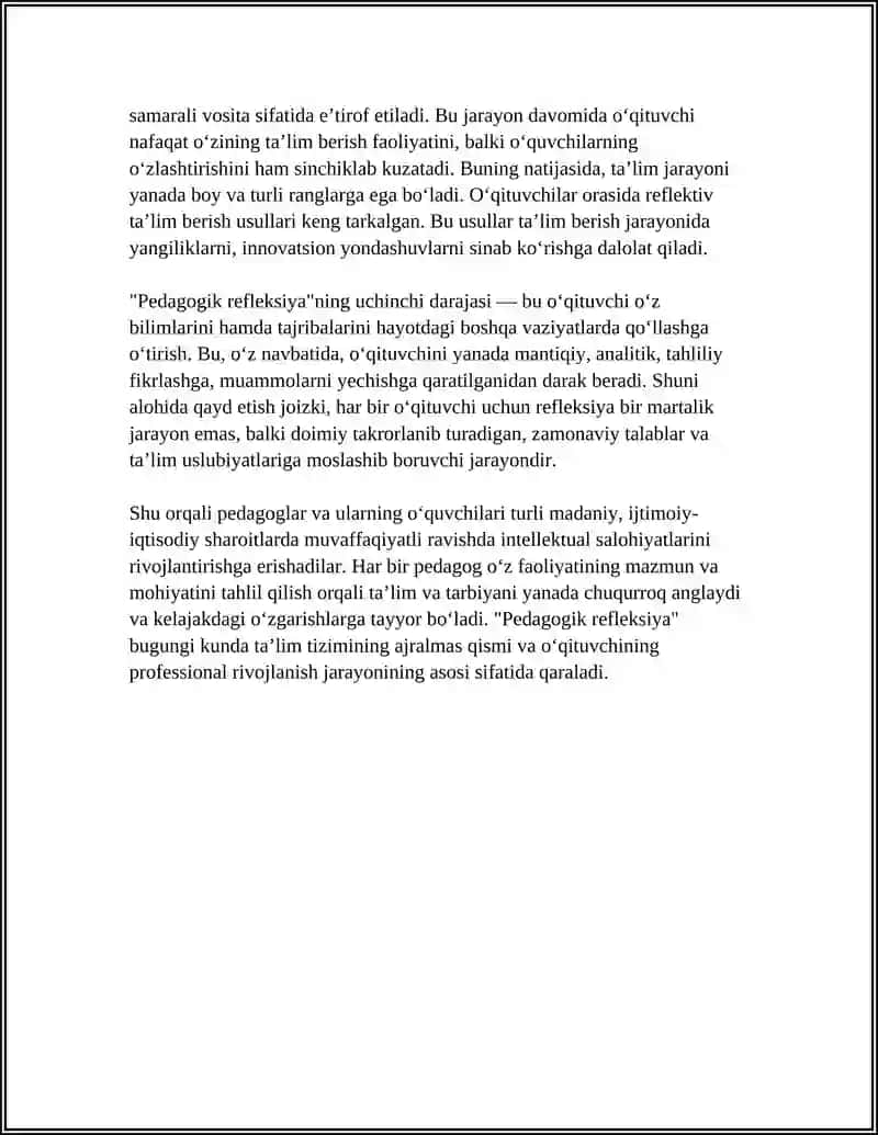 PEDAGOGIK REFLEKSIYA 4