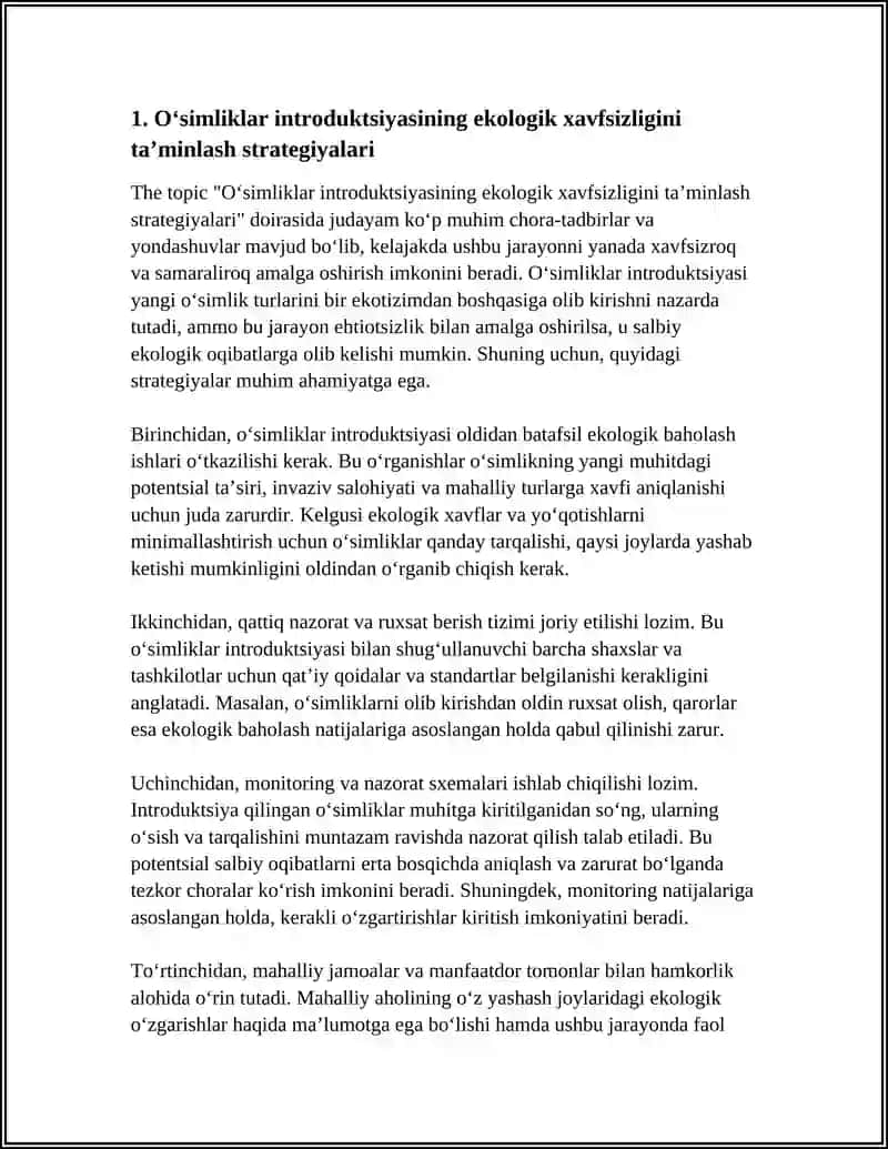 OʻSIMLIKLAR INTRODUKSIYASINING KELAJAKDAGI ISTIQBOLLARI VA MUAMMOLARI 4