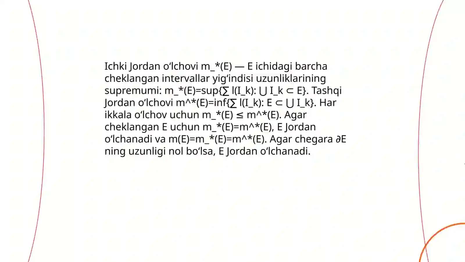 Sonlar oʻqidagi toʻplamning Jordan oʻlchovi 4