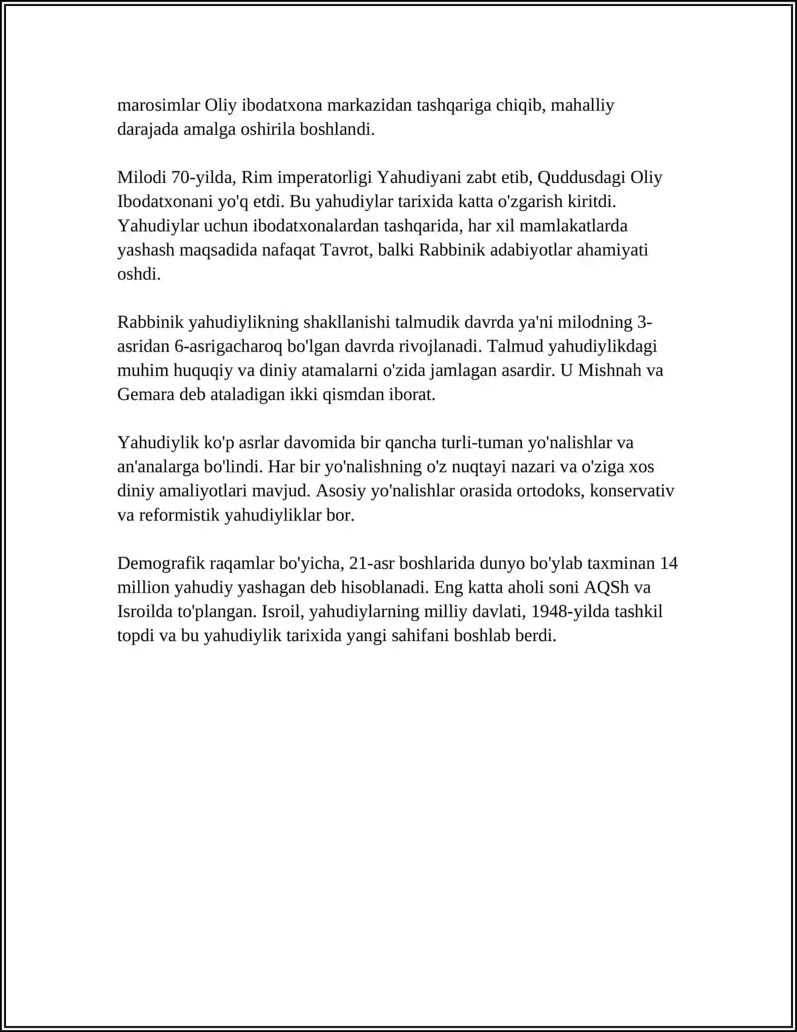 YAHUDIYLIK TAʼLIMOTI, ANʼANA VA MAROSIMLARI 4