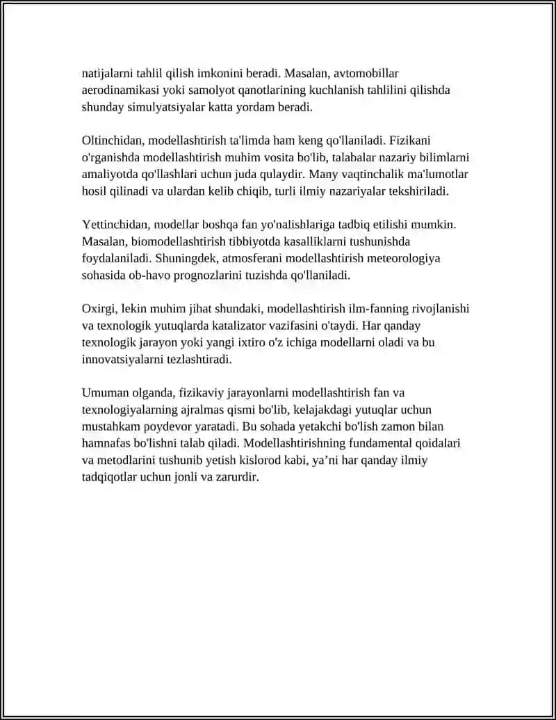 FIZIKAVIY JARAYONLARNI MODELLASHTIRISH IMKONIYATINI BERUVCHI PEDAGOGIK DASTURIY VOSITALAR MISOLIDA FIZIKAVIY JARAYONNI MODELLASHTIRISH 4