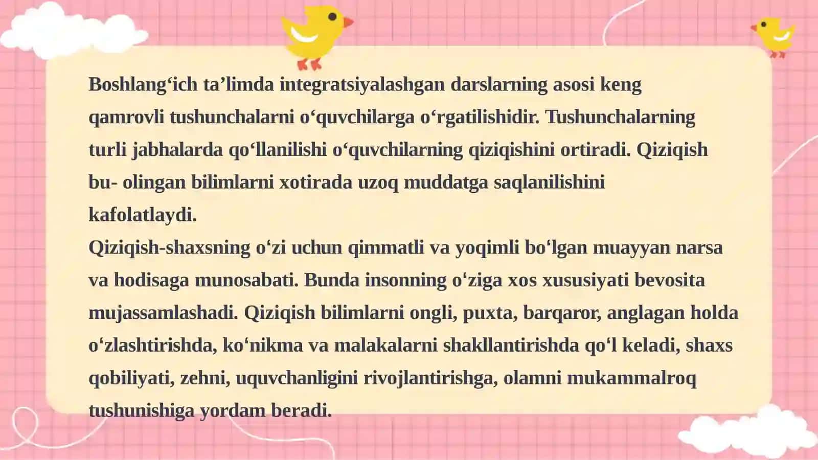 BOB.BOSHLANG‘ICHSINFLARDA INTEGRATSIYALASH GANDARSLARINI TASHKILETISHNING PEDAGOGIK SHARTLARI 4
