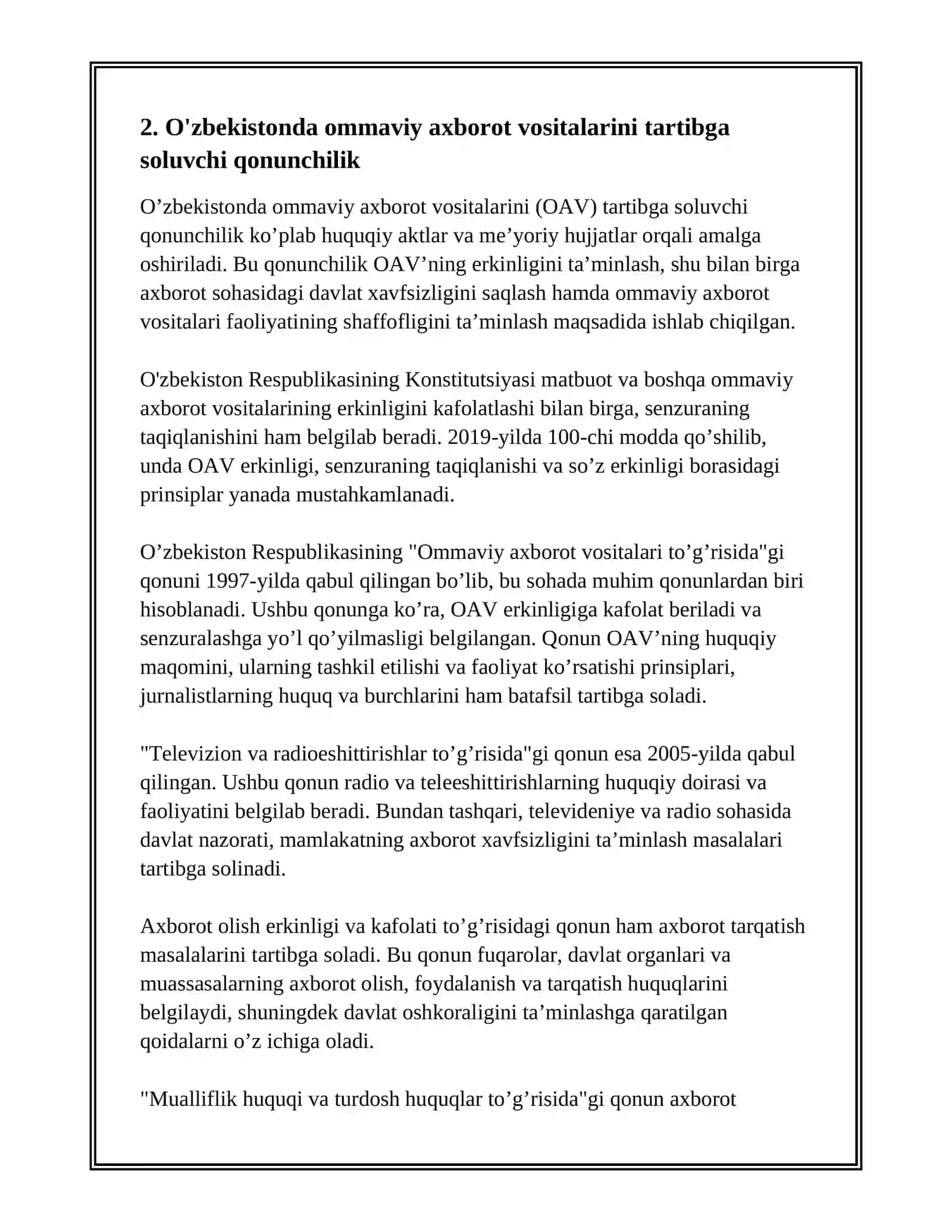O'ZBEKISTONDA OMMAVIY AXBOROT VOSITALARINING FAOLIYATI 4