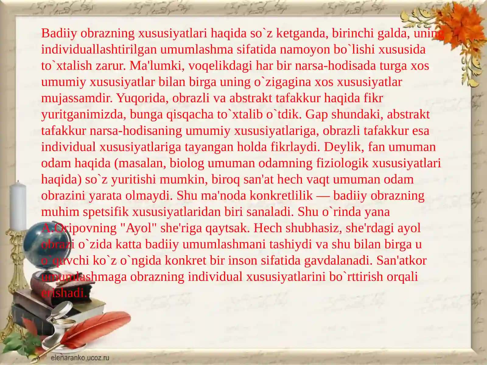 Maqsadboyeva Umidaning "Obrazlartasnifi. O'zbek adiblari ijodimisoli da" 4