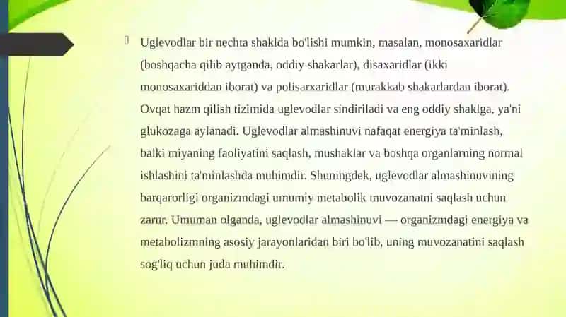 Uglevodlar almashinuvi 4