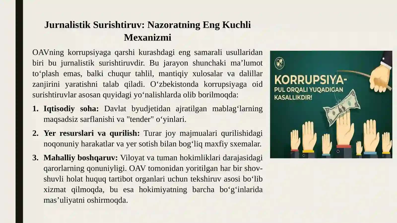 O‘zbekistonda Korrupsiyaga Qarshi Kurashishda OAVning O‘rni va Axloqiy Ahamiyati 4
