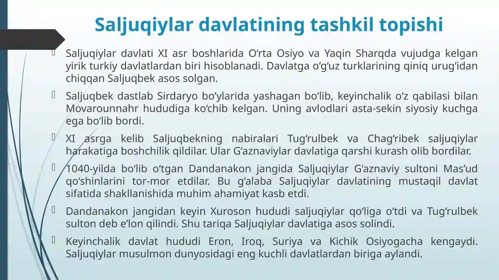 Saljuqiylar davlatining ijtimoiy-siyosiy va madaniy  hayoti 4