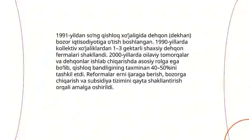 Yer islohotlari va dehqon xo‘jaliklarining xususiylashtirilishi 4