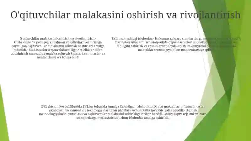 O'Zbekiston Respublikasida Ta'Lim Sohasida Amalga Oshirilgan Islohotlar 4