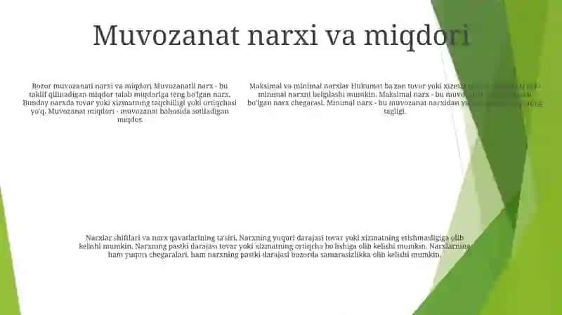 Bozor Muvozanati Maksimal Va Minimal Narxlar 4