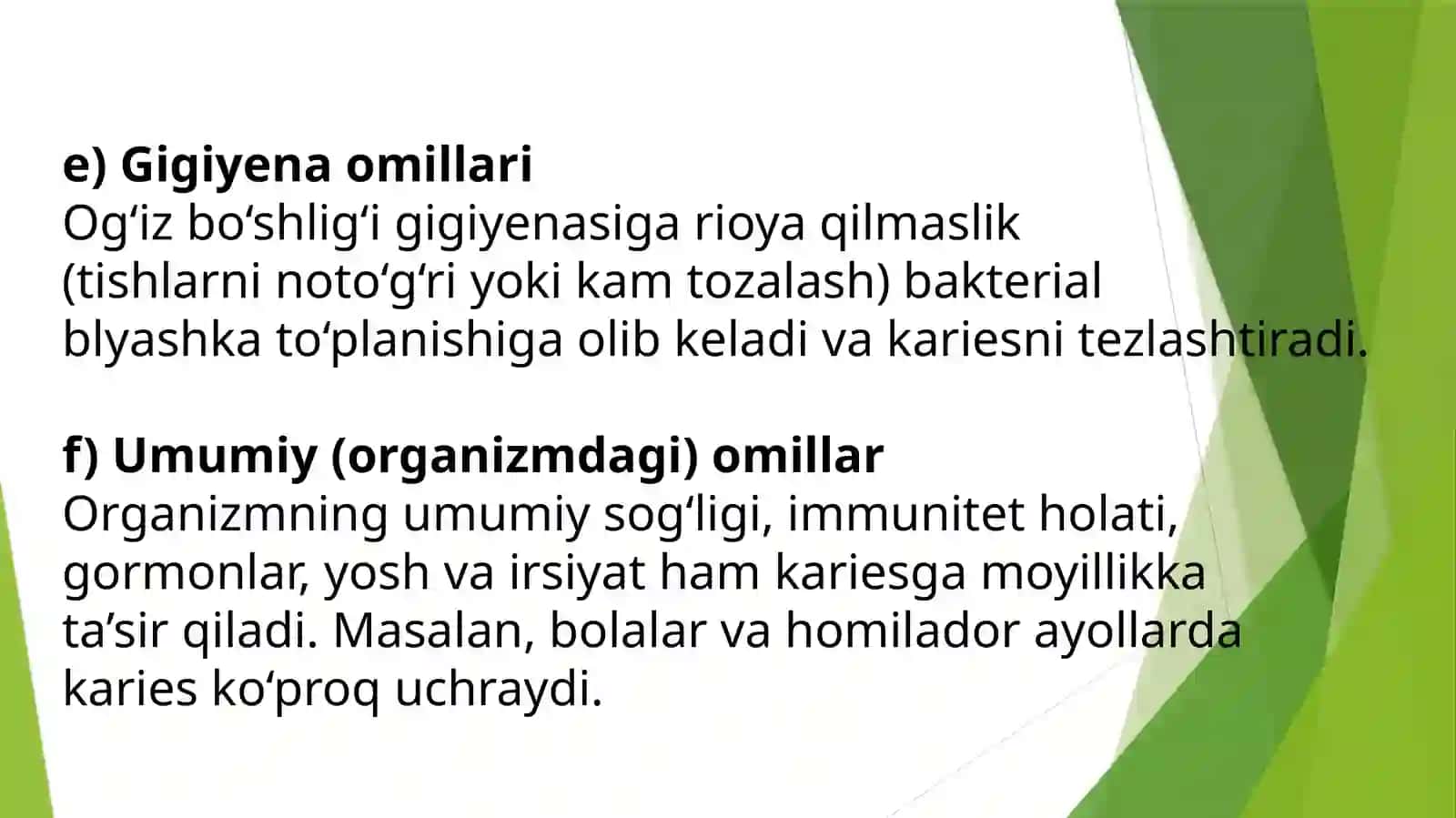 Karies kasalligi, uning kelib chiqishi va omillari 4
