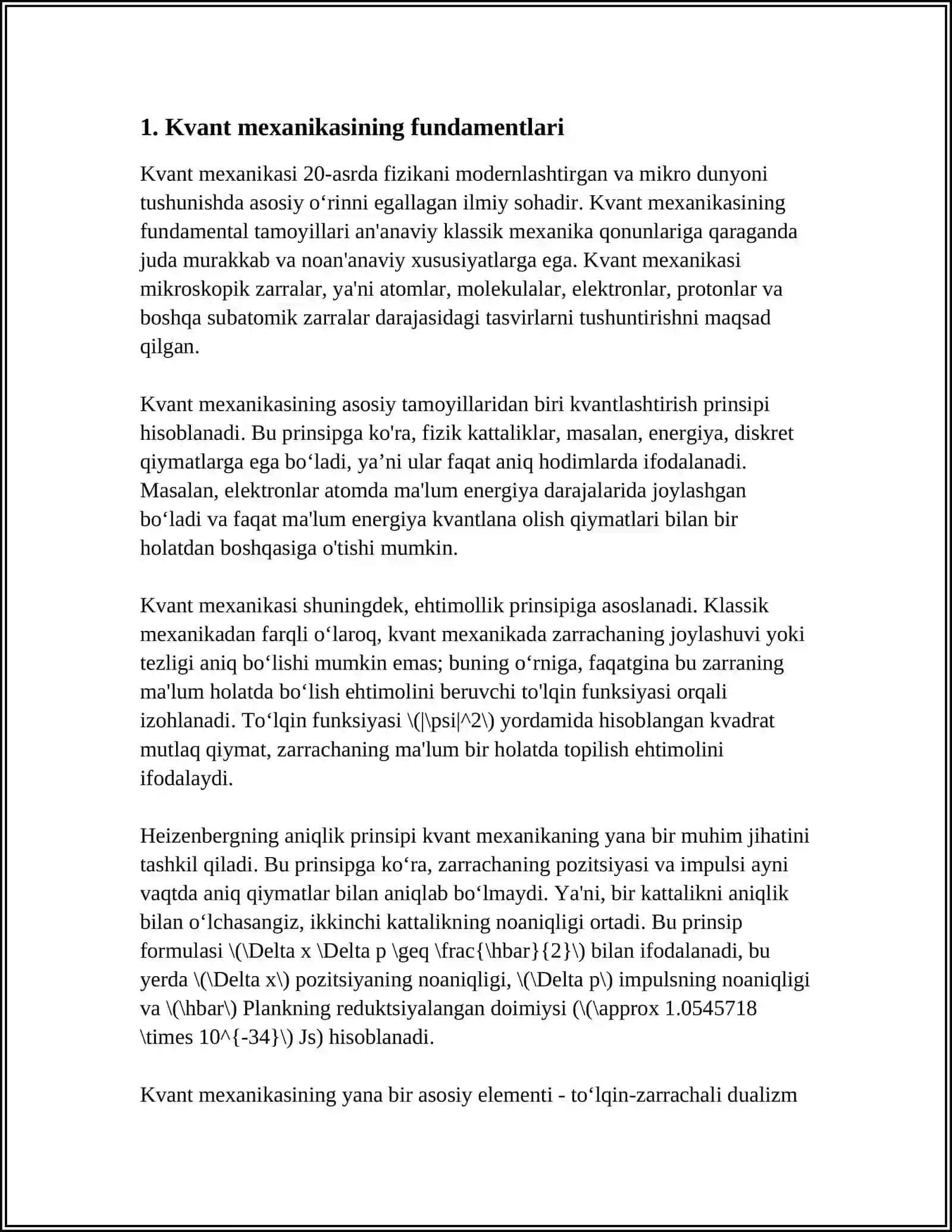 KVANT MEXANIKASI VA ENERGIYA TIZIMLARI TAHLILIDA QATORLARNING TATBIQLARI 4