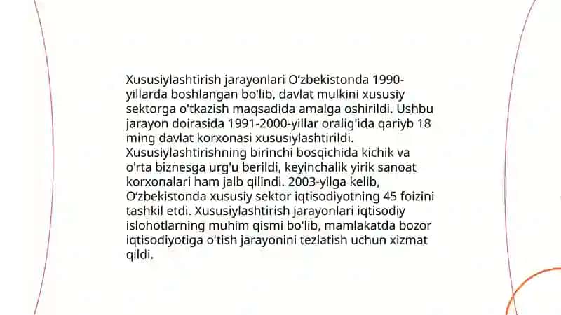 Iqtisodiy islohotlar xususiy mulkchilikning shakllanishi 4
