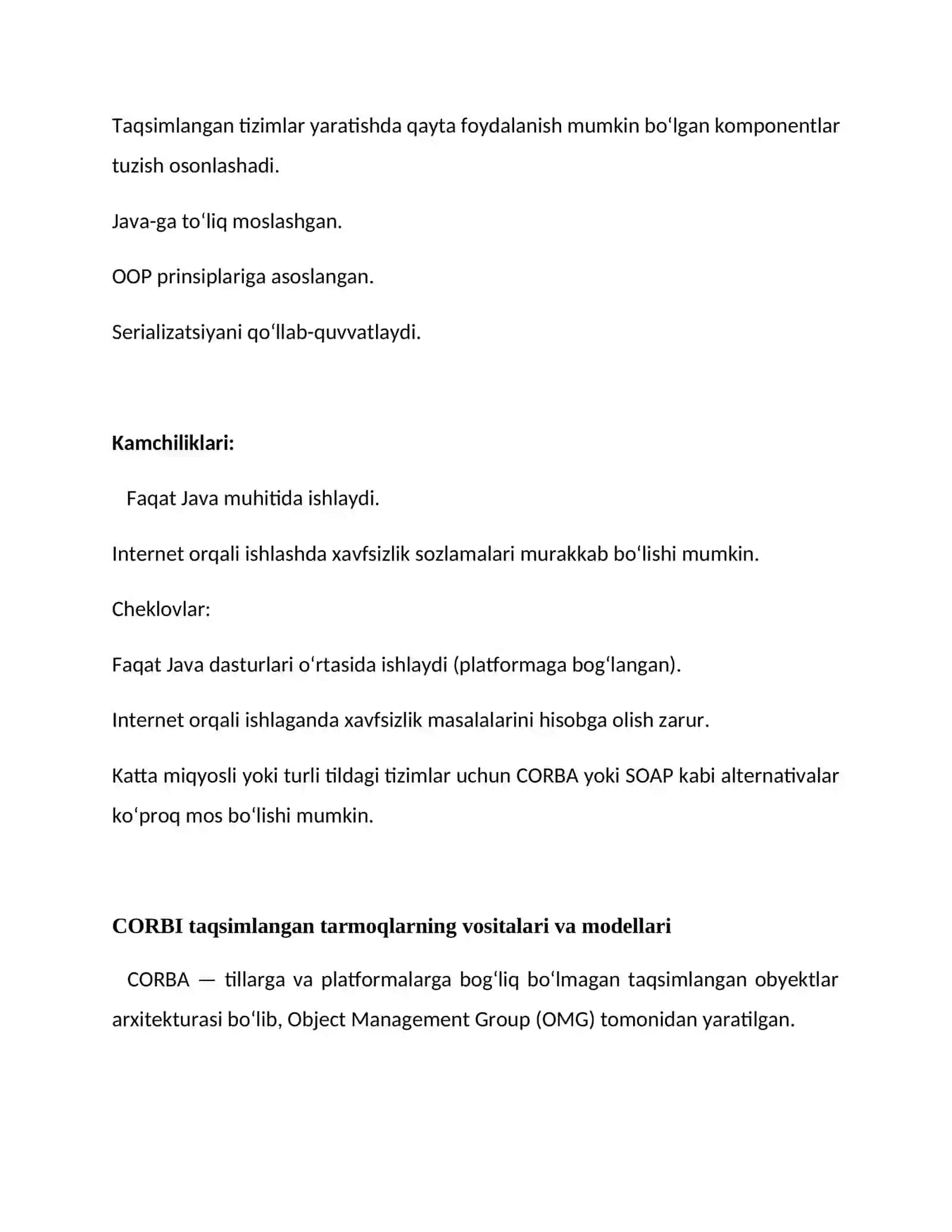 RMI va CORBI taqsimlangan tarmoqlarning vositalari va modellari 4