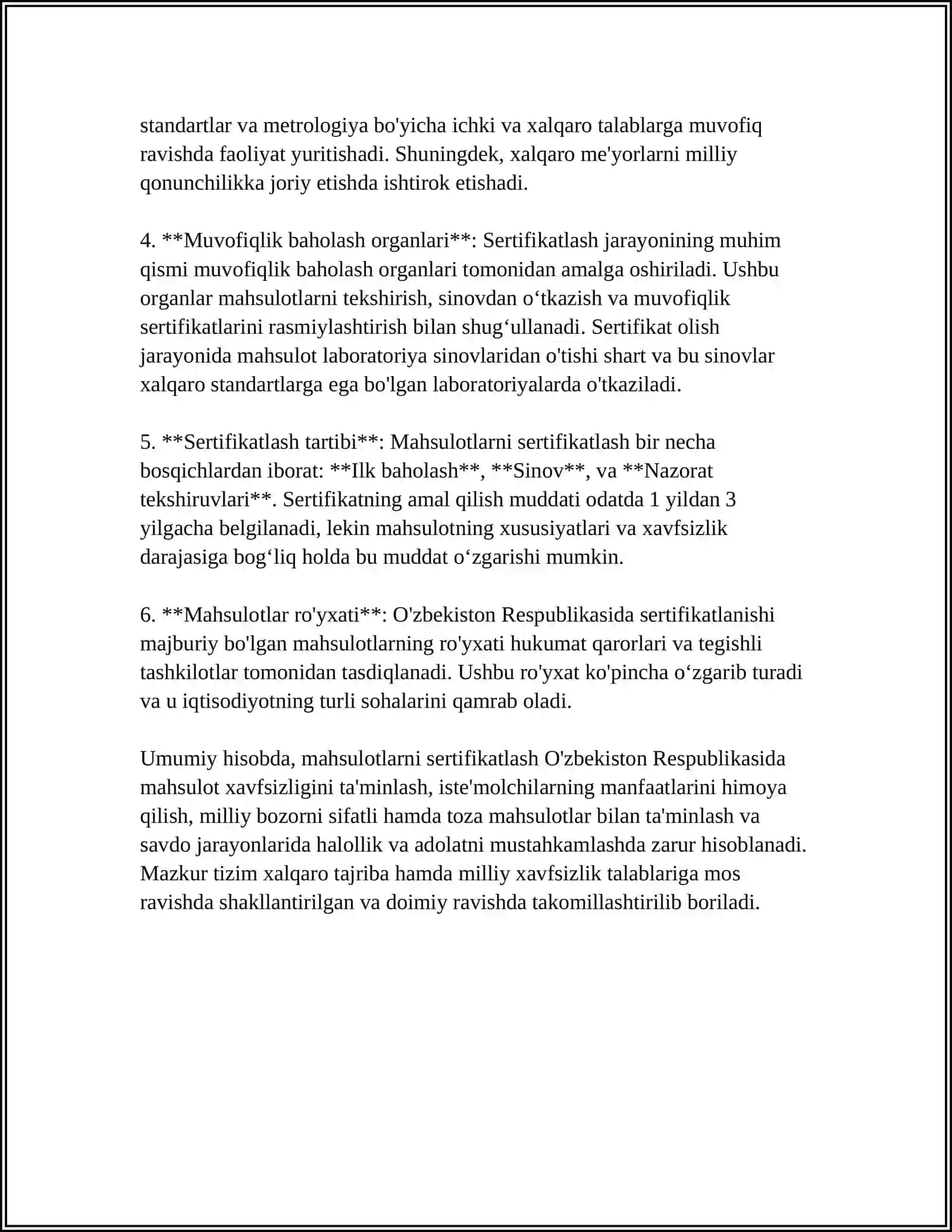 OZBEKISTONDA MAHSULOTLARNI SERTIFIKATLASH TIZIMI 4