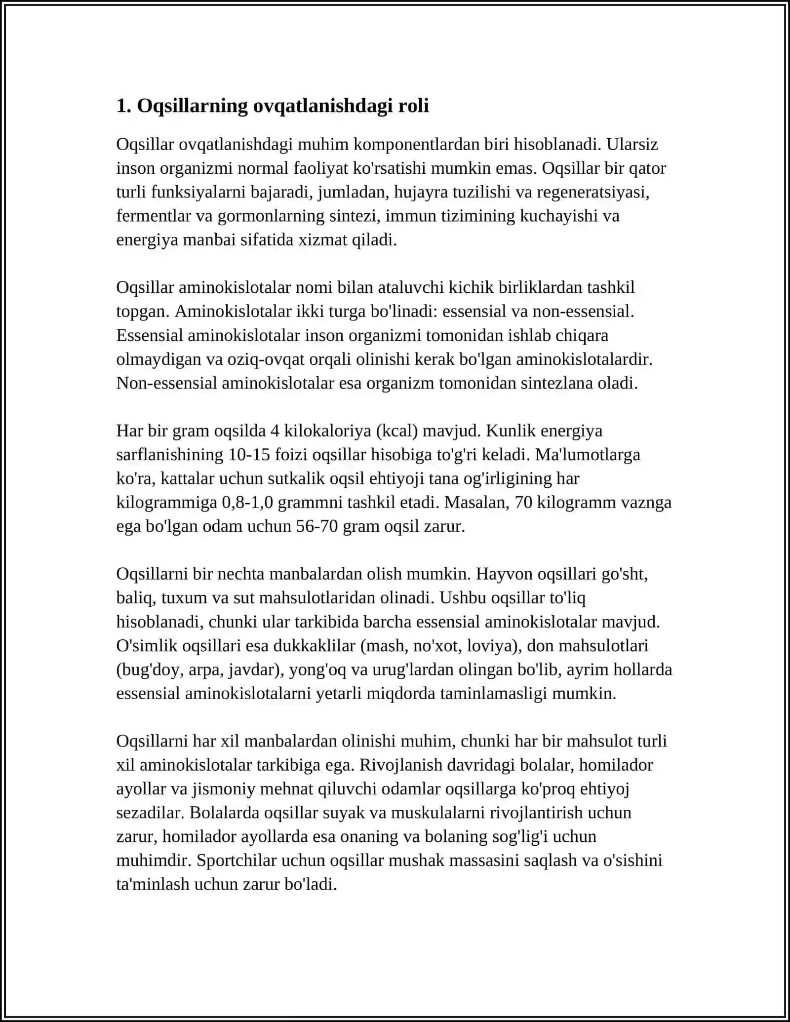OQSIL YOG UGLEVOD VA VITAMINLARNI OVQATLANISH TARTIBIDAGI AHAMIYATI 4