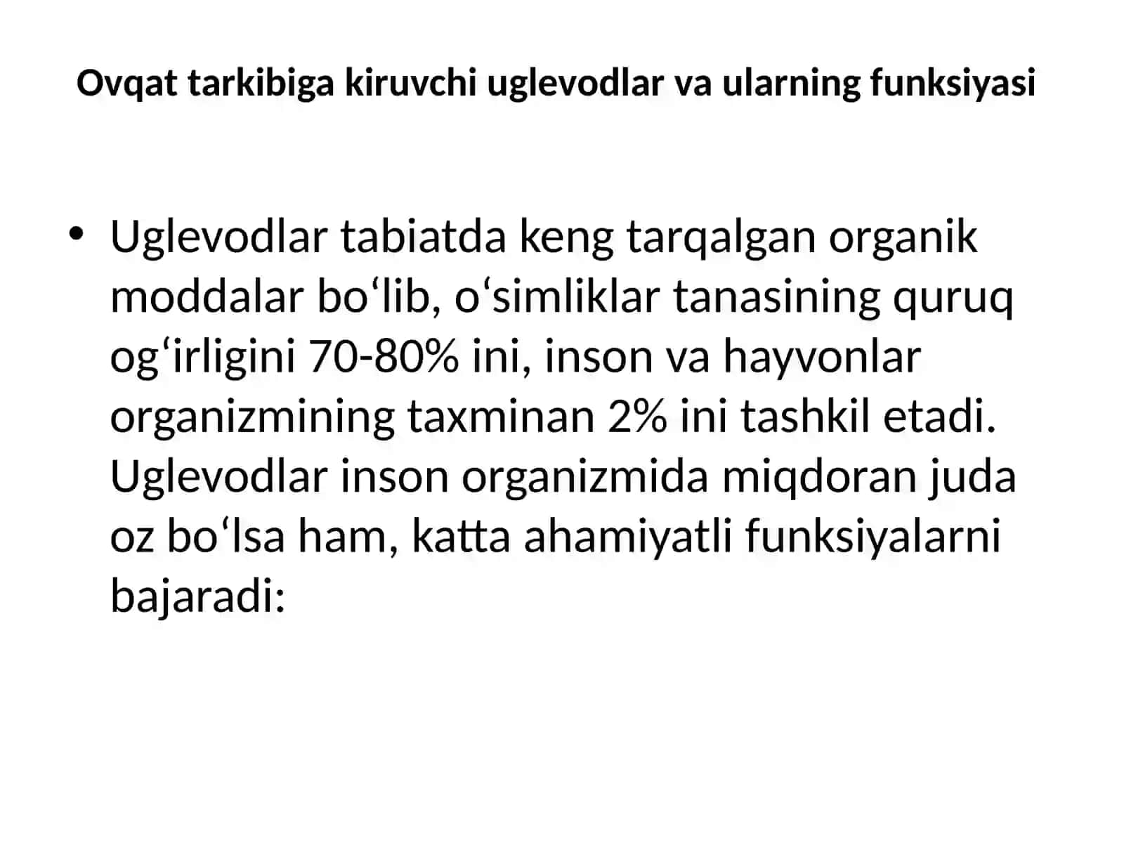 Uglevodlar va glikobiologiya. Glikoliz, glyukoneogenez va pentozofosfatliyo’l 4