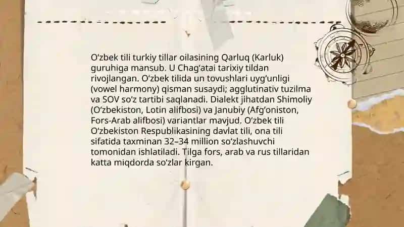 Oʻzbek tili va uning tillar tizimdagi oʻrni 4