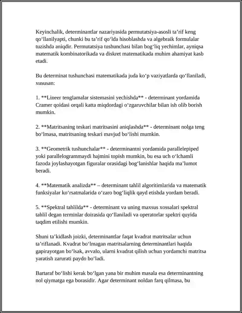 DETERMINANTLAR NAZARIYASI 4