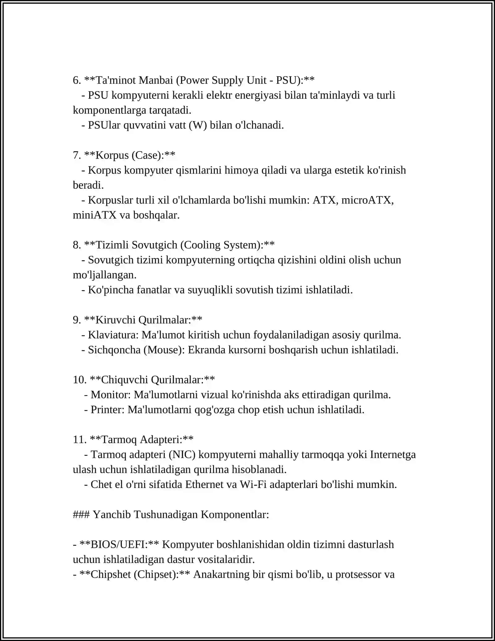 МОЙ КОМПЬЮТЕР HAQIDA 10 VAROQ REFERAT 4