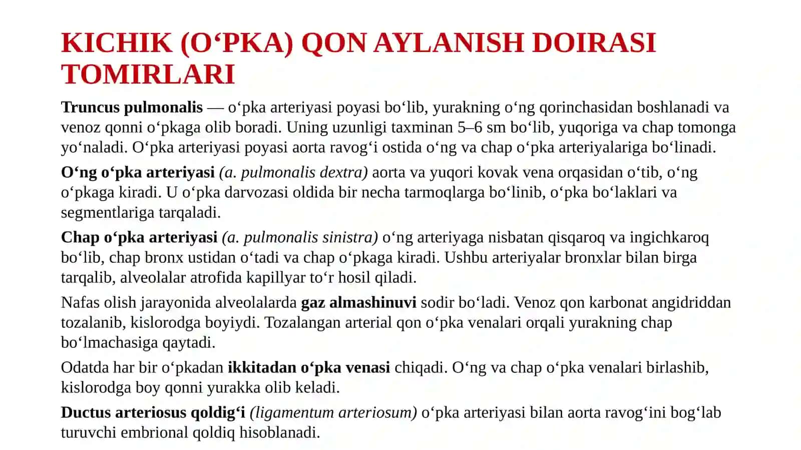 AORTA, AORTA RAVOG‘I, UMUMIY VA TASHQI UYQU ARTERIYASI, ICHKI UYQU ARTERIYASI HAMDA BOSH MIYANING QON BILAN TA’MINLANISHI 4
