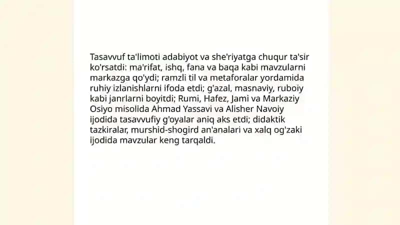 Tasavvuf ta’limotining Sharq musulmon madaniyatiga tasiri 4