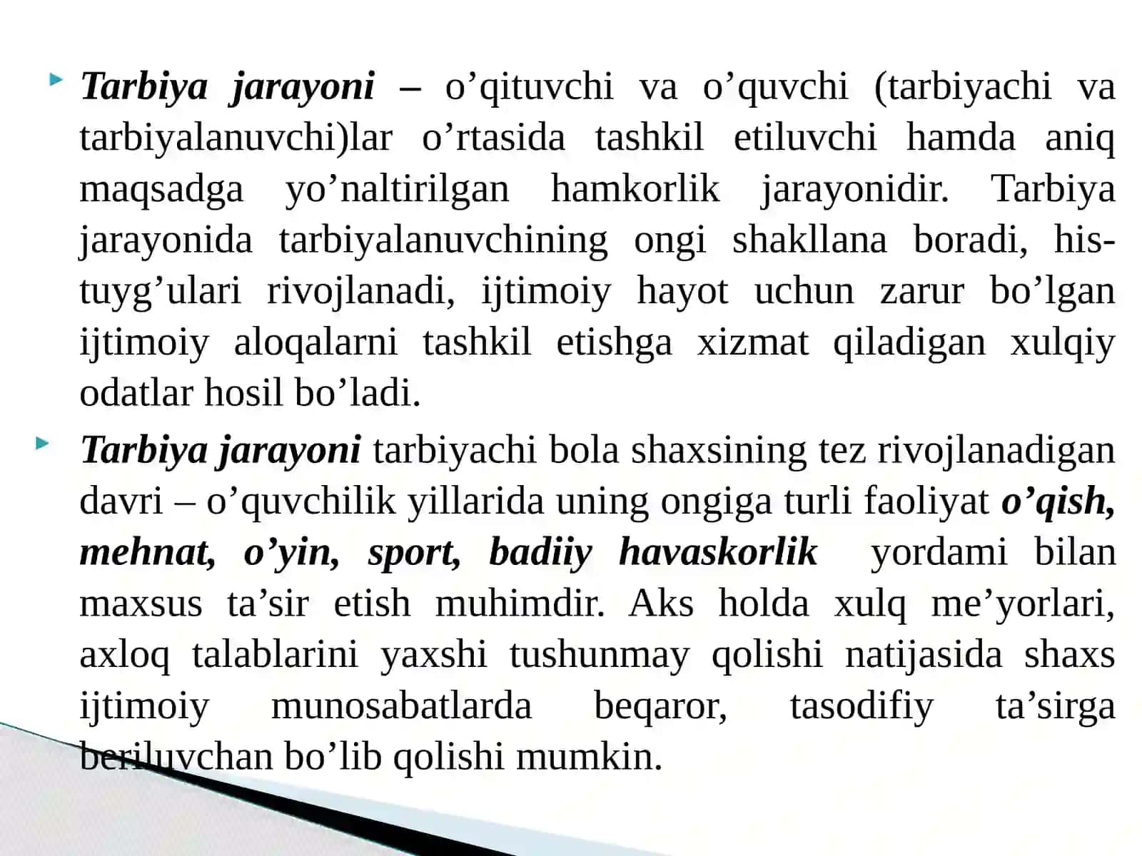 Tarbiya jarayonining maqsadi, mazmuni, vazifalari va mohiyati 4