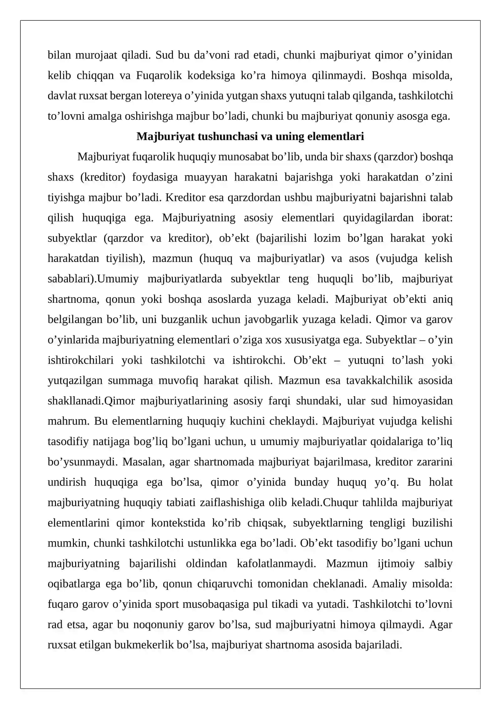 Qimor va garov o’yinlaridan kelib chiqadigan majburiyatlarning huquqiy xususiyatlari 4