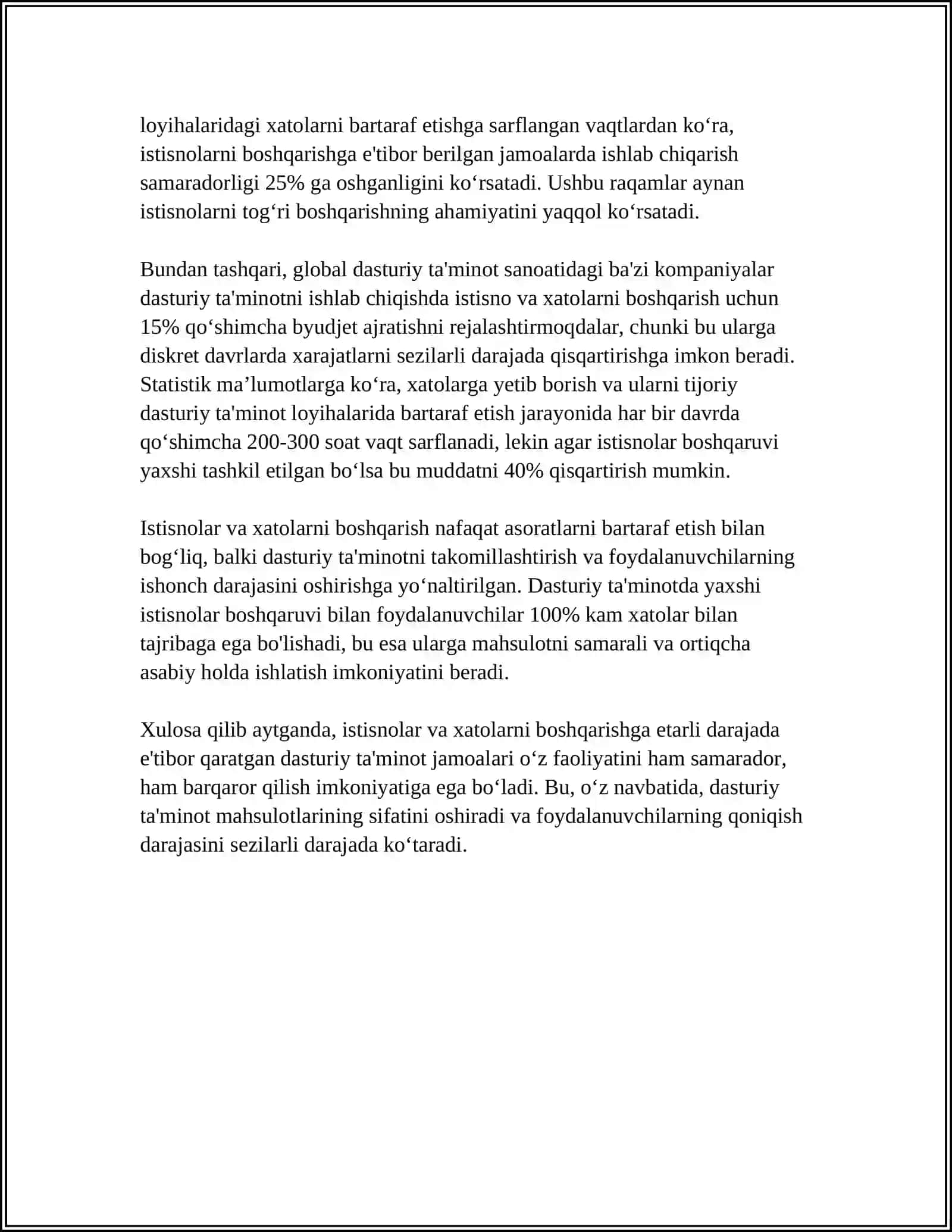 ISTISNOLAR VA XATOLARNI QAYTA ISHLASH 4