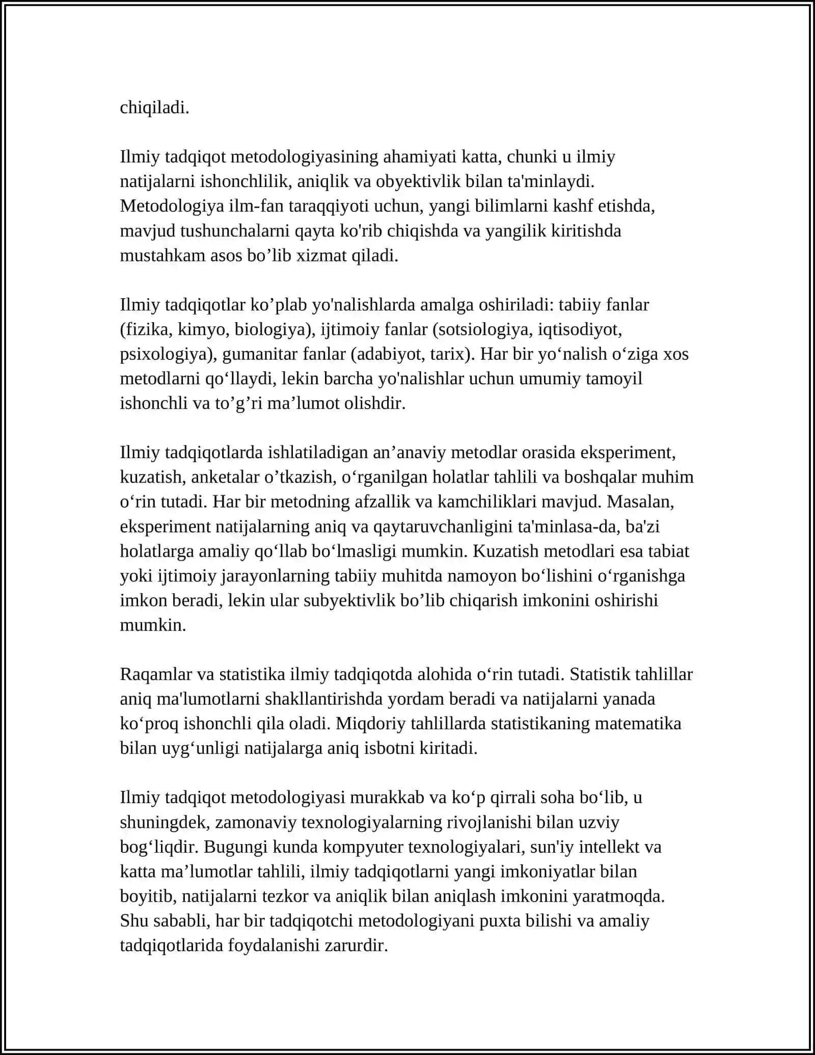 ILMIY TATQIQOTDA QOʻLLANILADIGAN METOTLARDAN FOYDALANISH USULLARI 4