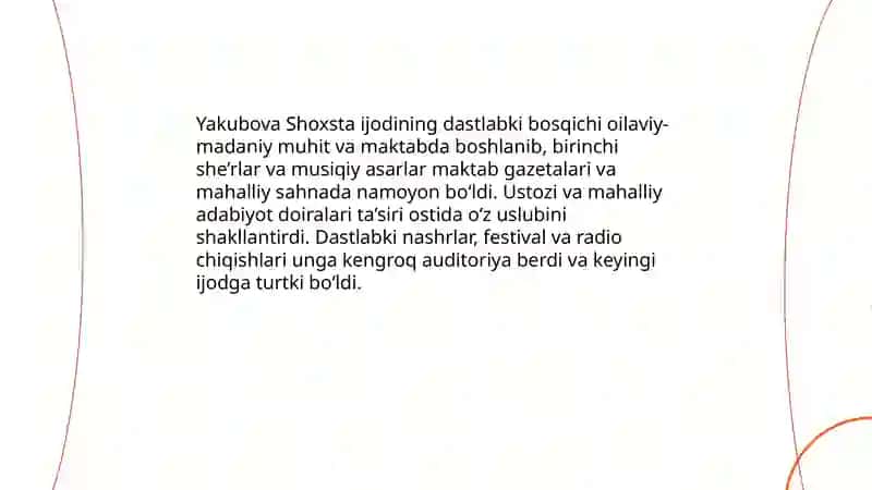 Yakubova Shoxsta: hayoti va tarjimai holi 4