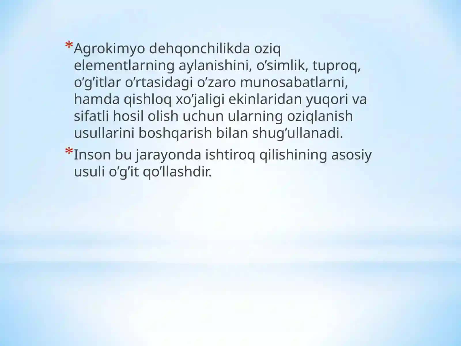Agrokimyo fanining maqsadi va vazifalari 4
