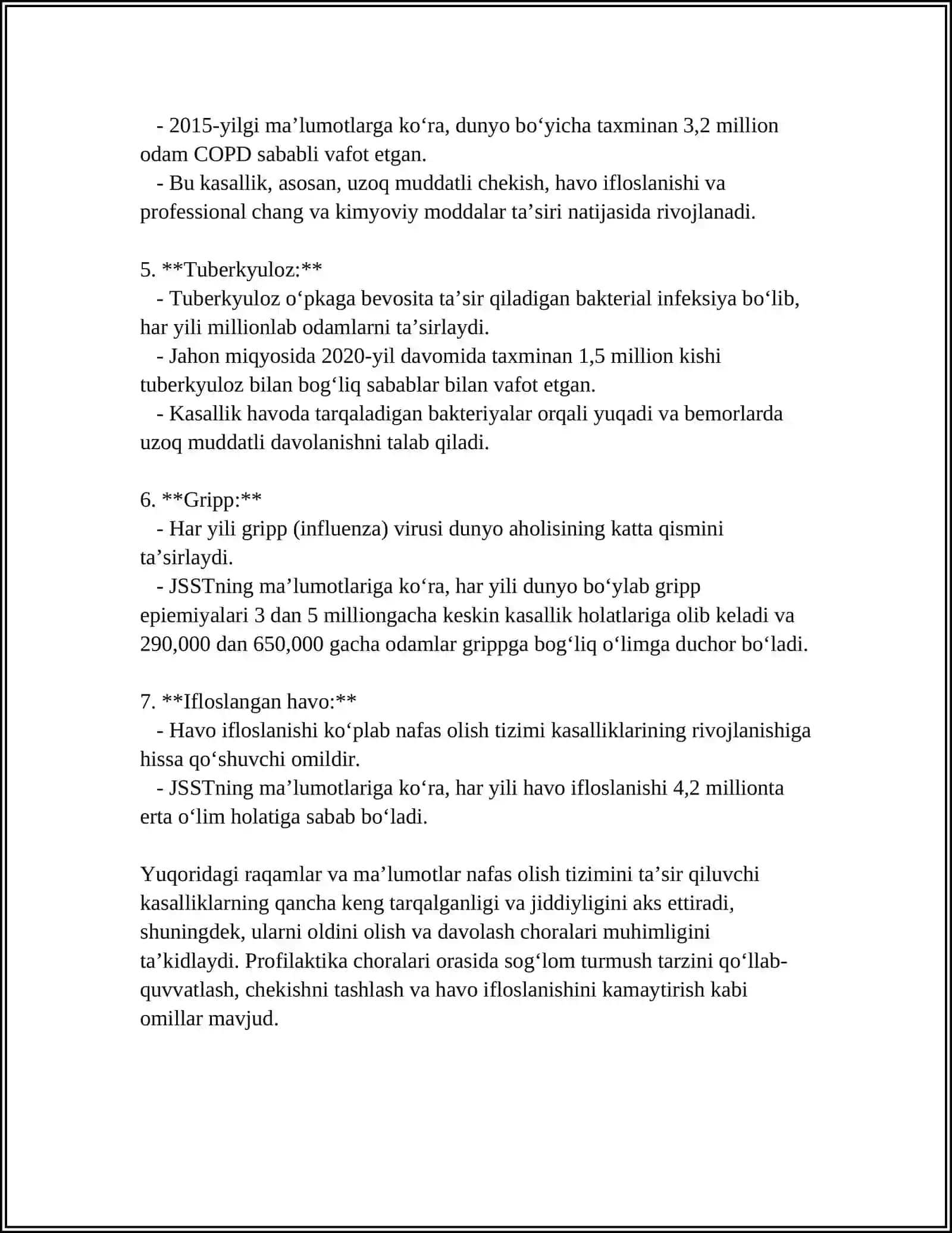 MUSTAQIL ISH Mavzu: PATALOGIK NAFAS OLISH 4