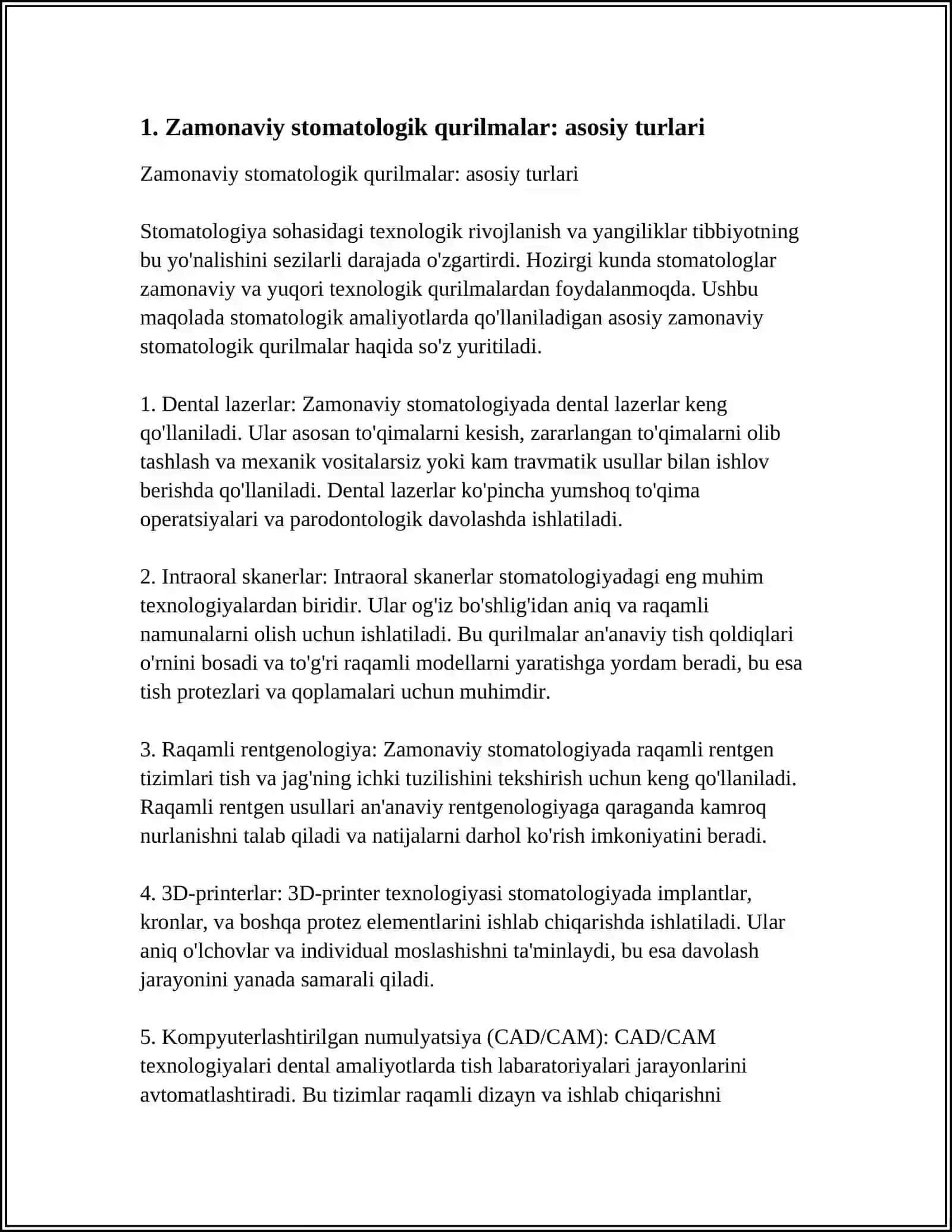 ZAMONAVIY STOMATOLOGIK QURILMALAR. TASNIFI XUSUSIYATLARI 4