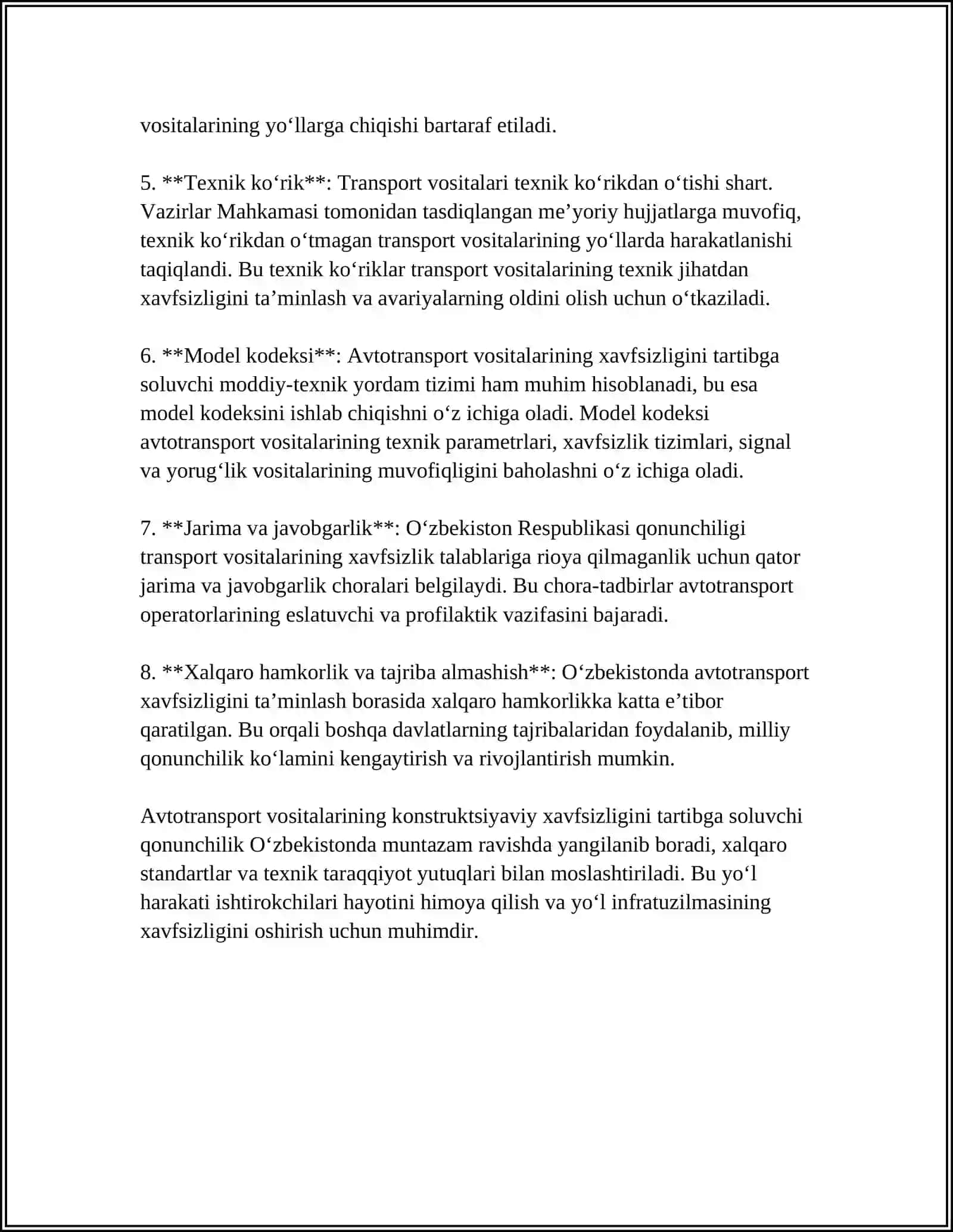 AVTOTRANSPORT VOSITALARI KONSTRUKTIV XAVFSIZLIGINI TAʼMINLASH SOHASIDAGI BOSHQARUV VA XUKUMAT ORGANLARI VAKOLATLARI ASOSIY FUNKSIYALARI VAZIFASI 4