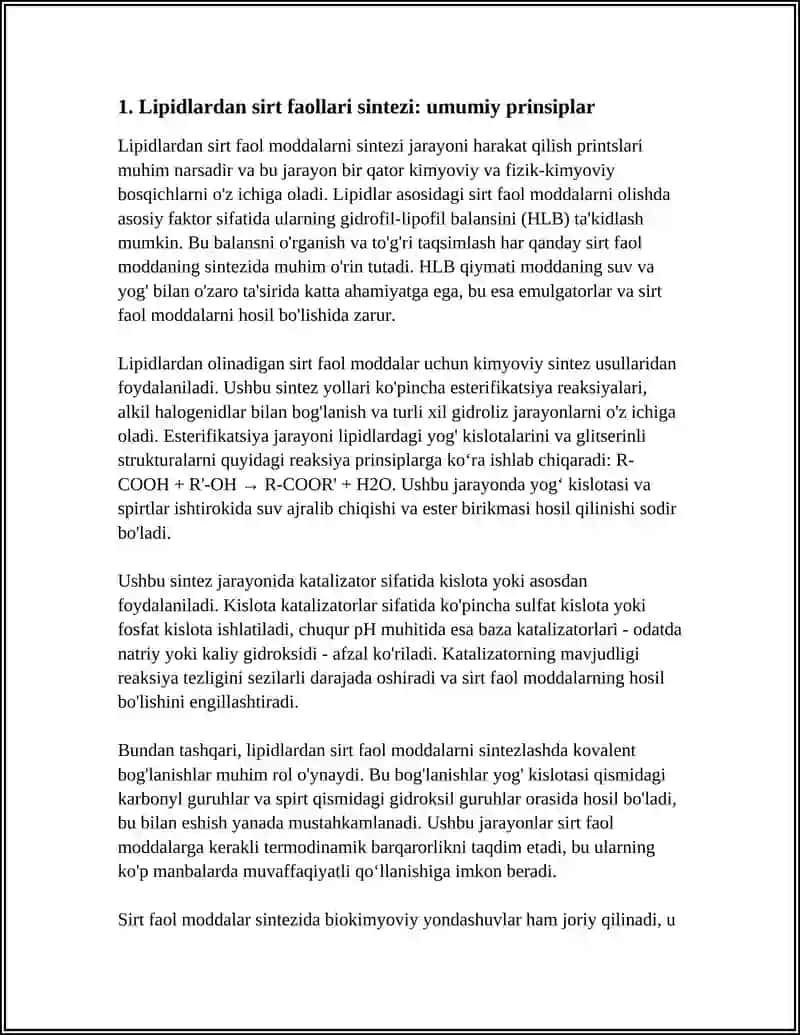 Lipidlardan sirt faollari sintezi 4