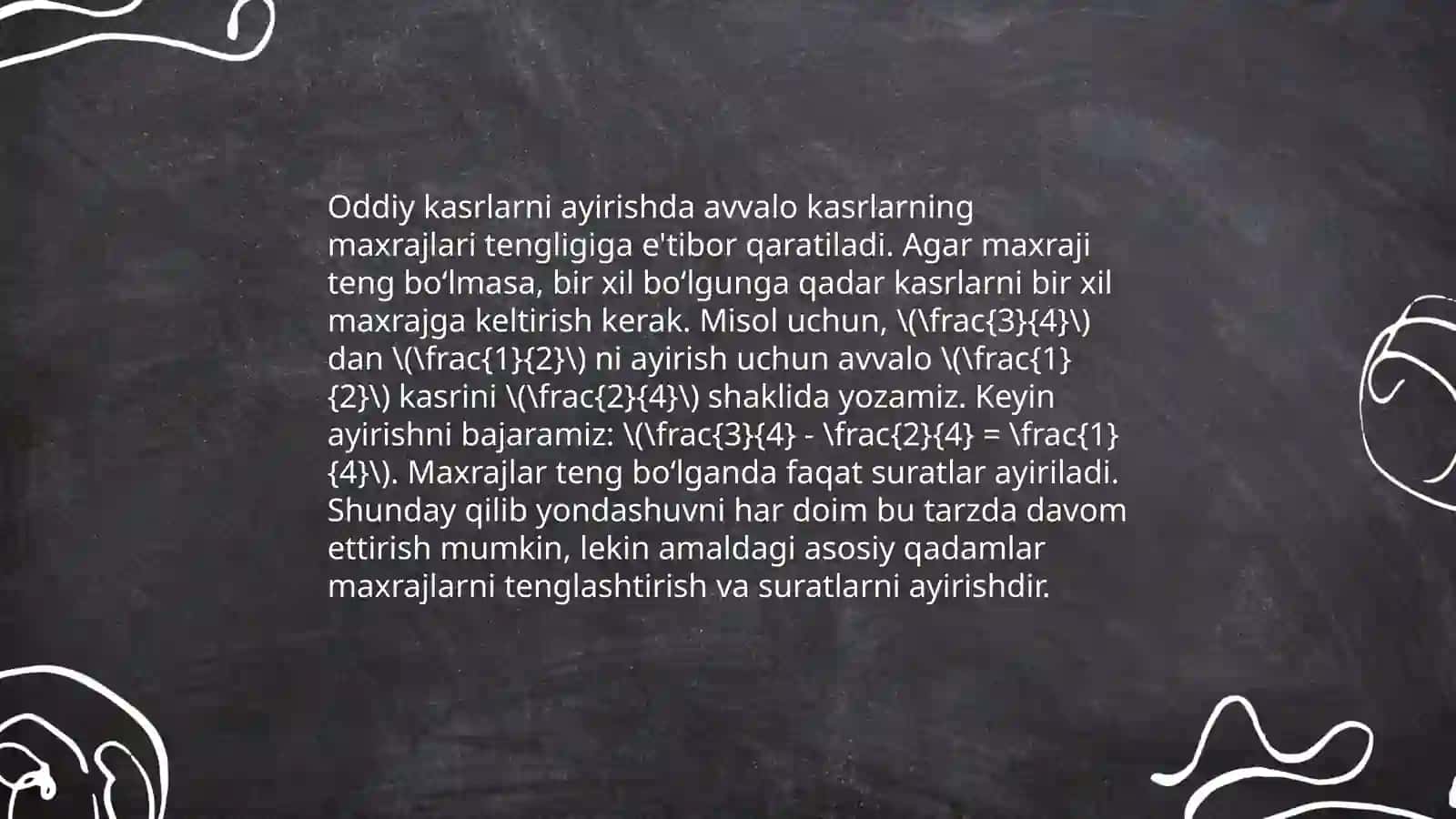 Oddiy va murakkab kasrlar ustida amallar bajarish 4