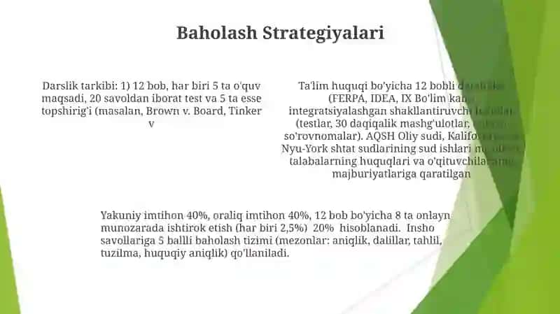Tarbiya va huquq fanlarini oʻqitish darsligining asosiy tarkibiy qismlari 4