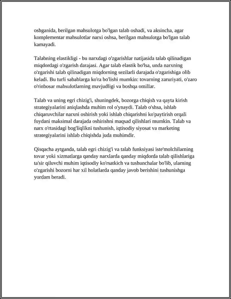 TALAB VA TAKLIF EGRI CHIZIQLARI VA FUNKSIYALARI 4