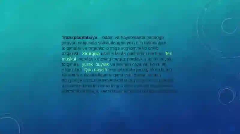 Regeneratsiya, Transplantatsiya va ularning turlari 4