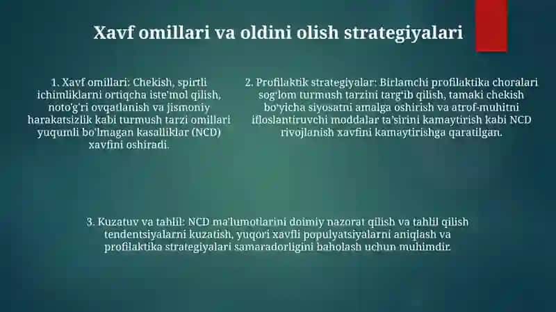 Epidemik BoʻLmagan Kasalliklar OʻRganish Va Tahlil Etish 4