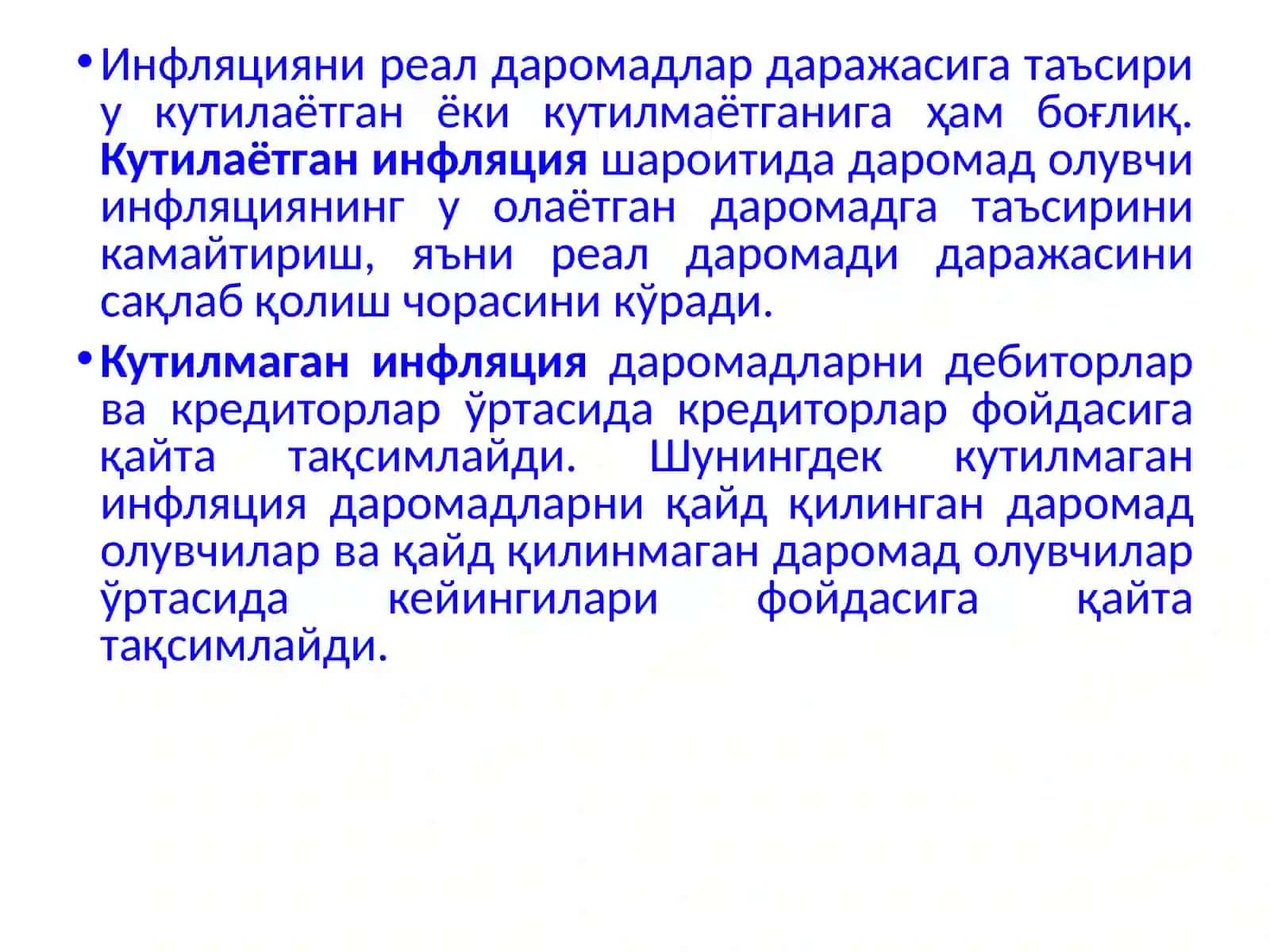 Inflyatsiya va ungaa qarshi kurashish yo‘llari 4