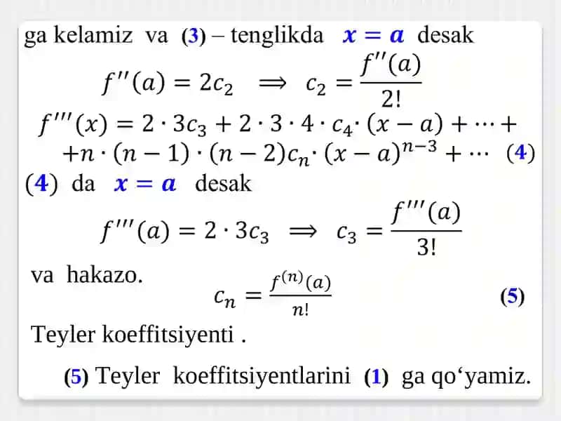 Tеylor va Maklorеn qatorlari 4
