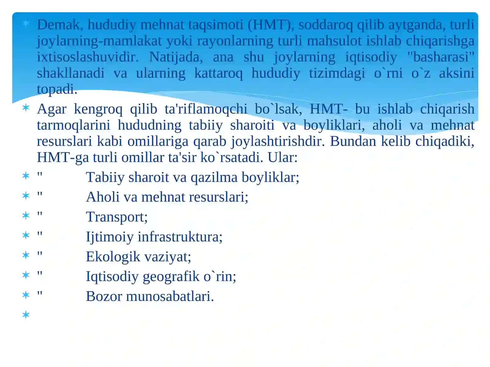 Hududiy mehnat taqsimoti va hududiy ishlab chiqarish majmualari 4