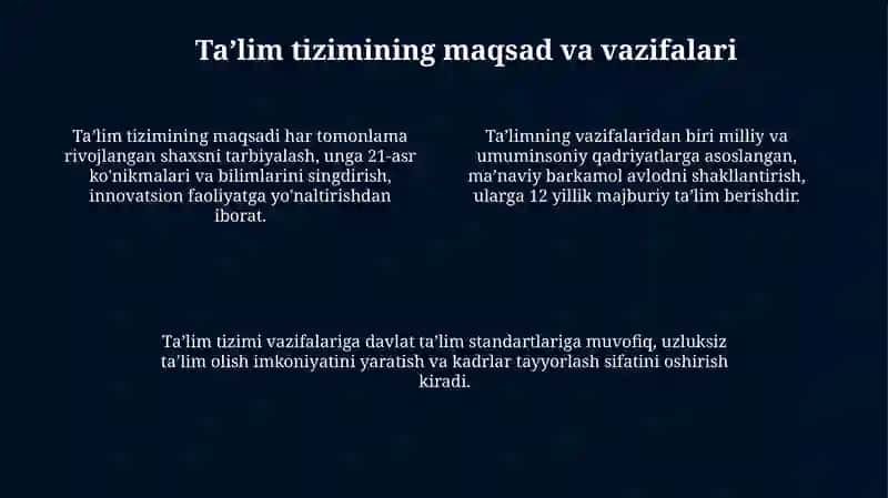 O'zbekiston Respublikasining “Ta’lim to‘g‘risida”gi Qonuni: Asosiy tushunchalar 4