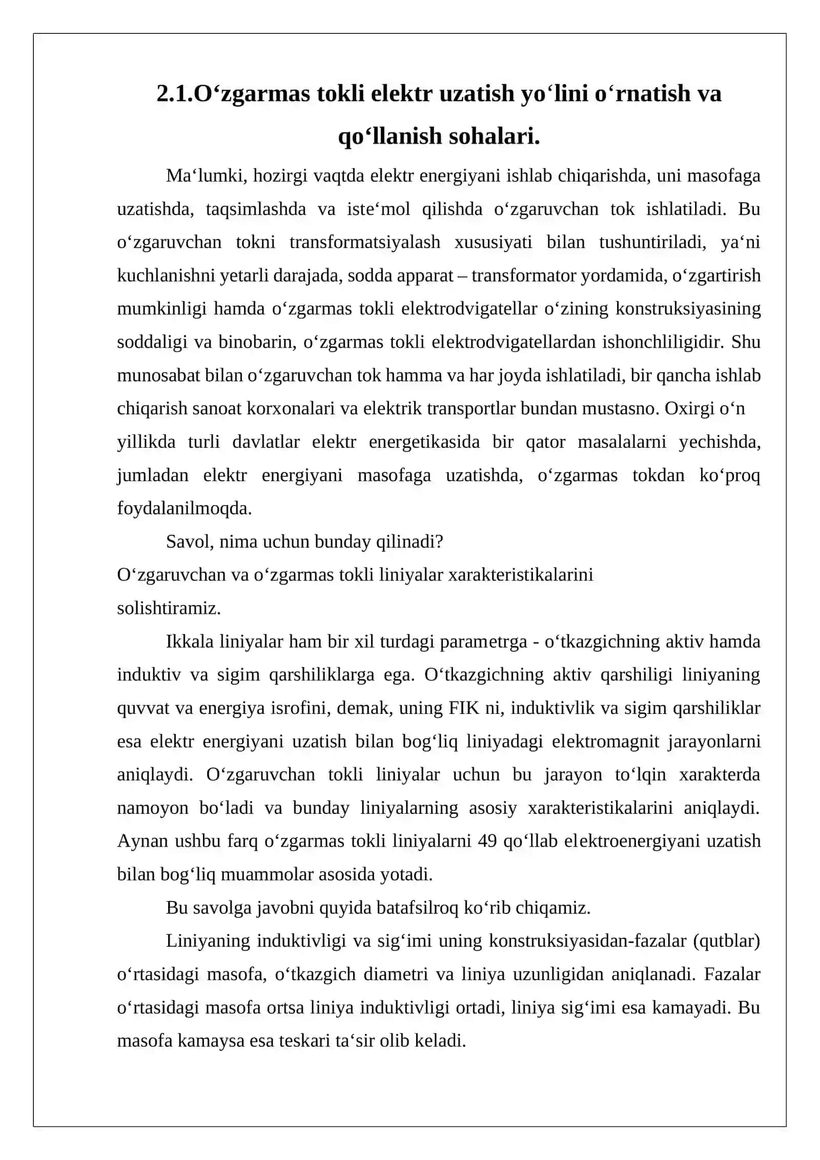 O’zgarmas tokli elektr uzatish liniyalari 4